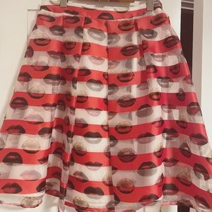 Pink tartan skirt- lips